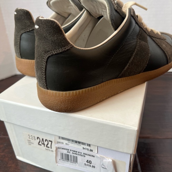 MAISON MARGIELLA Olive Green Suede Sneakers - Picture 3 of 5